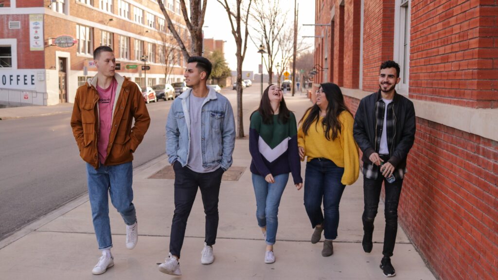 Teens walking on the street